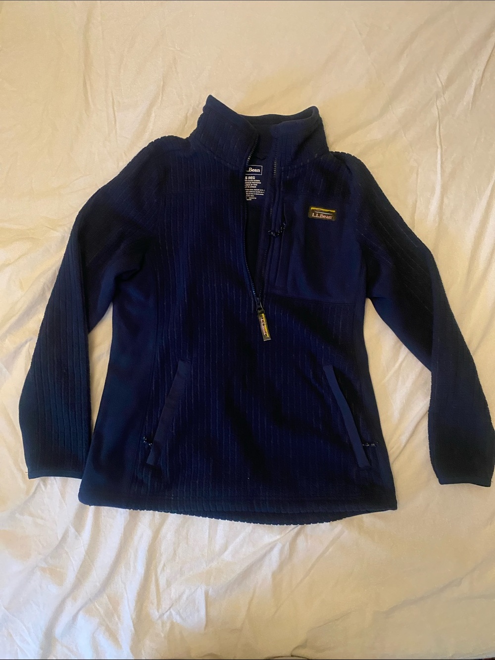 L.L. Bean Navy Ribbed Quarter-Zip Pullover